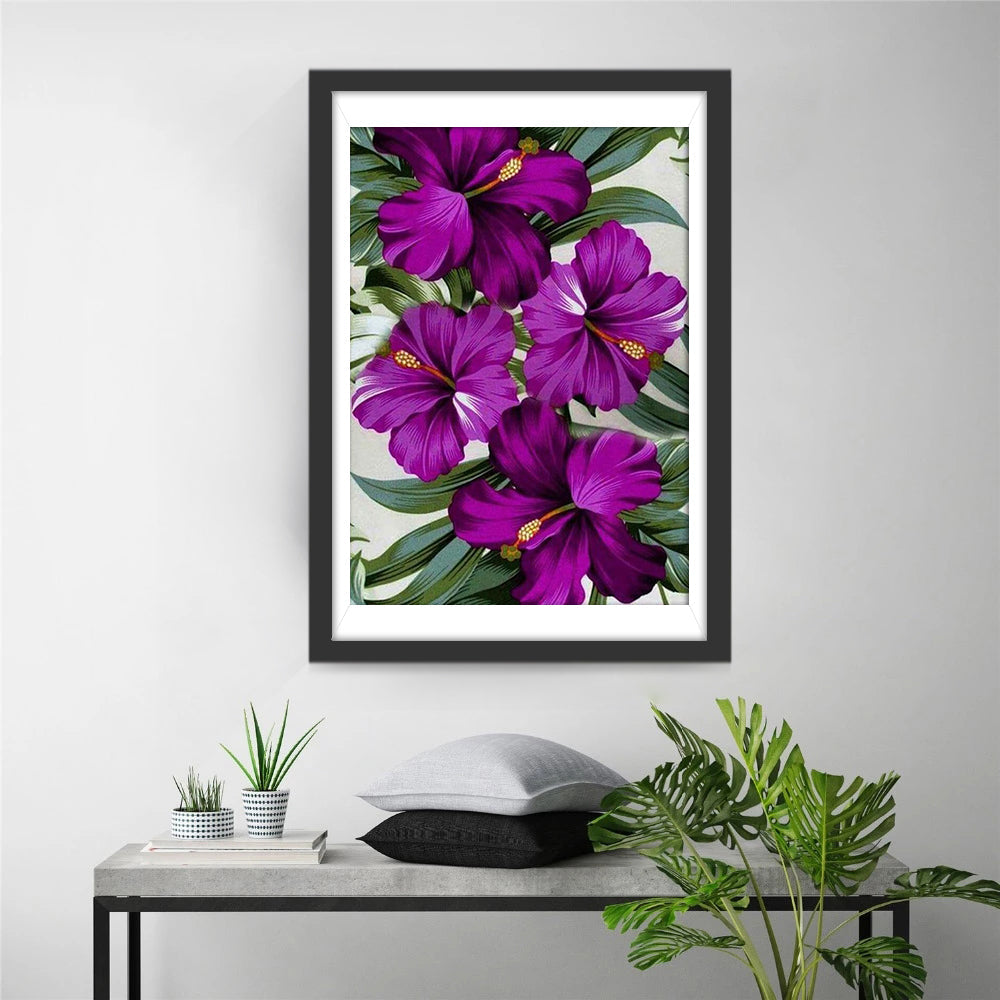 Paarse Bloem met Gele Meeldraden Diamond Painting