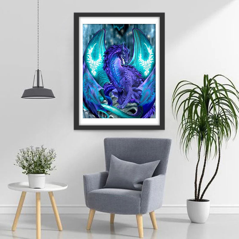 Paarse Draak met Vleugels Diamond Painting