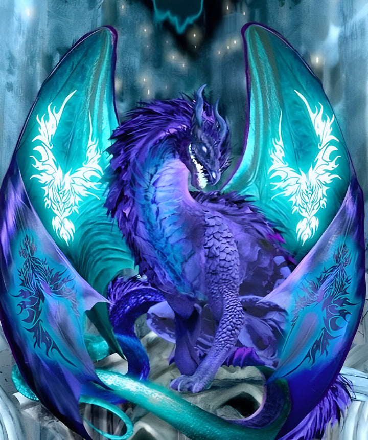 Paarse Draak met Vleugels Diamond Painting