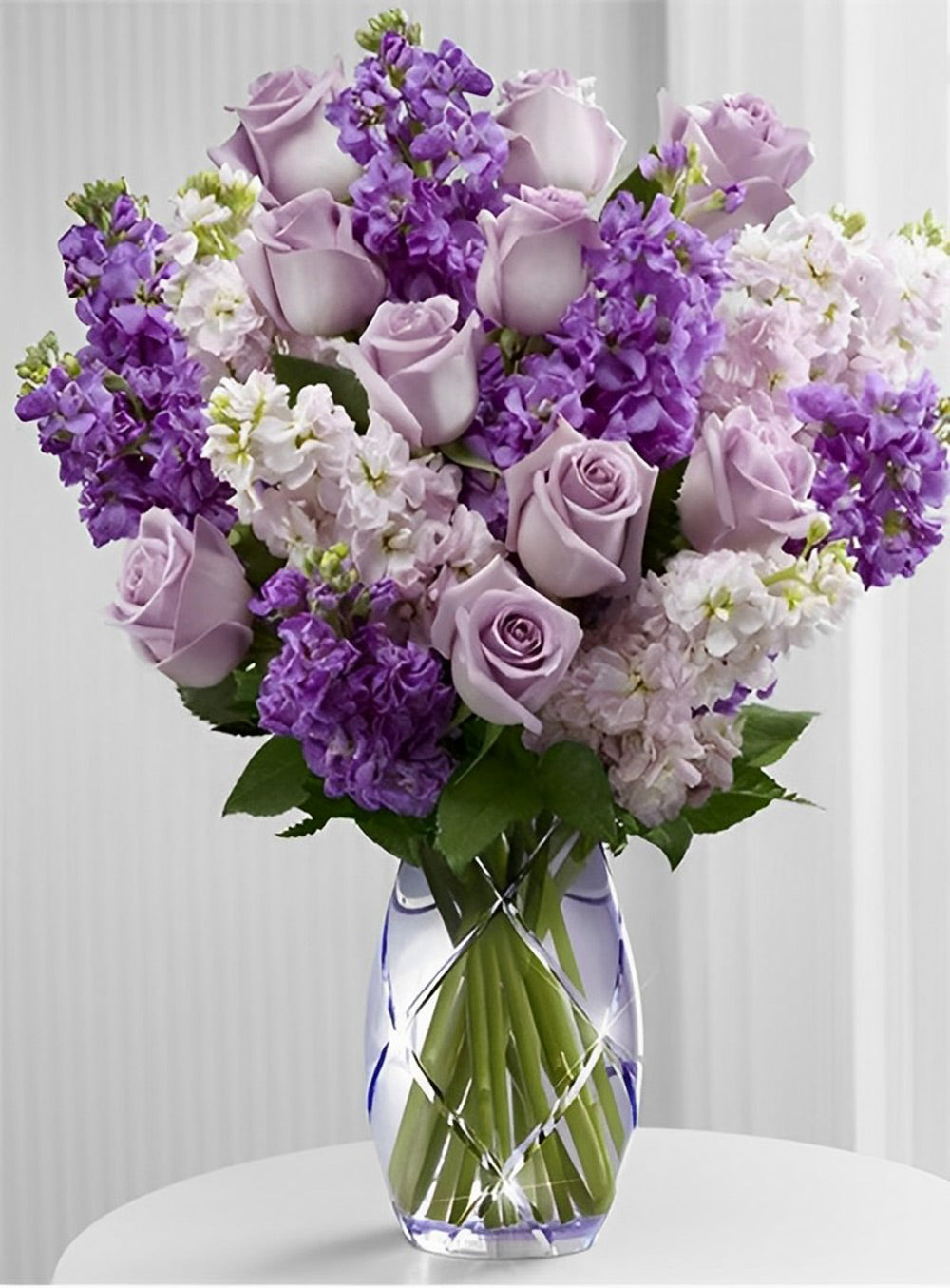 Paarse en Witte Bloemen Diamond Painting