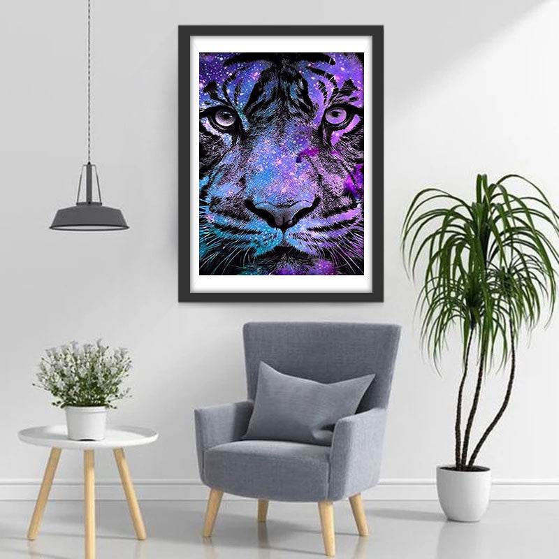 Paarse en Zwarte Tijger Diamond Painting