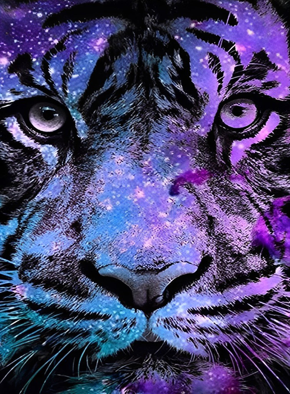 Paarse en Zwarte Tijger Diamond Painting