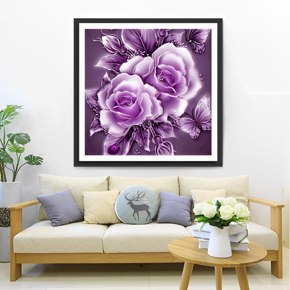Paarse Rozen Diamond Painting