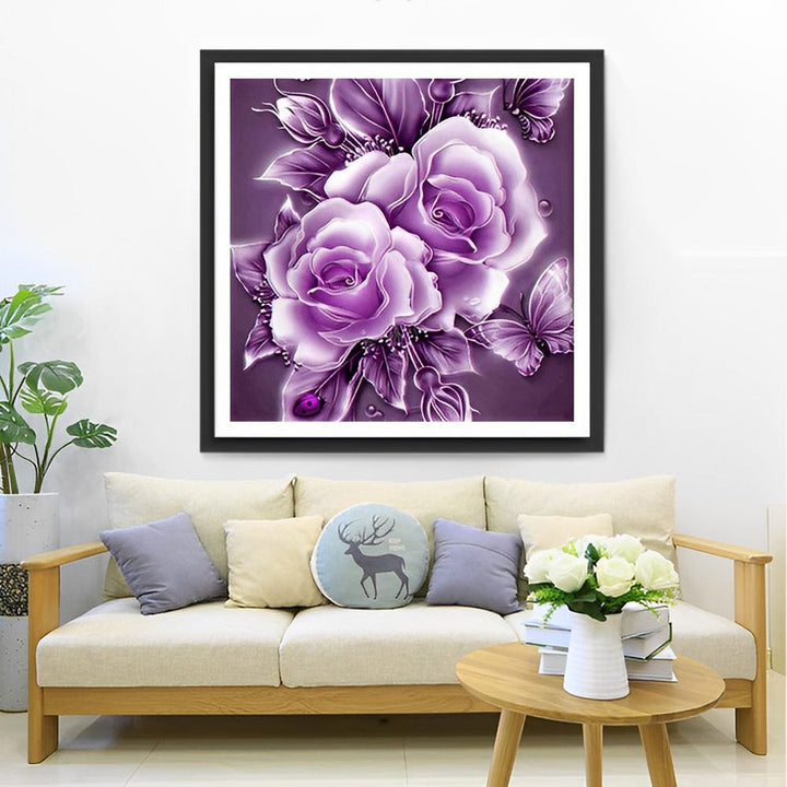 Paarse Rozen Diamond Painting