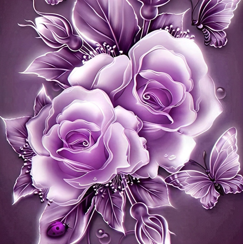 Paarse Rozen Diamond Painting