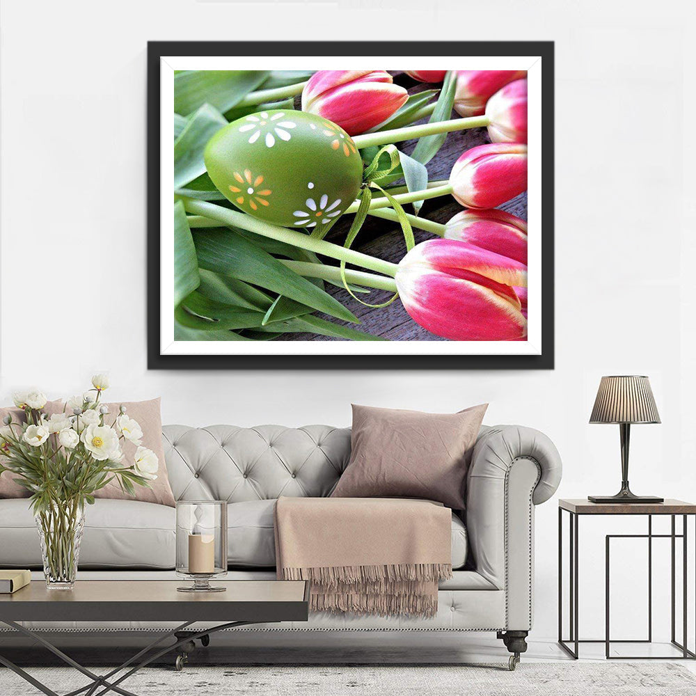 Paasei en Tulpen Diamond Painting