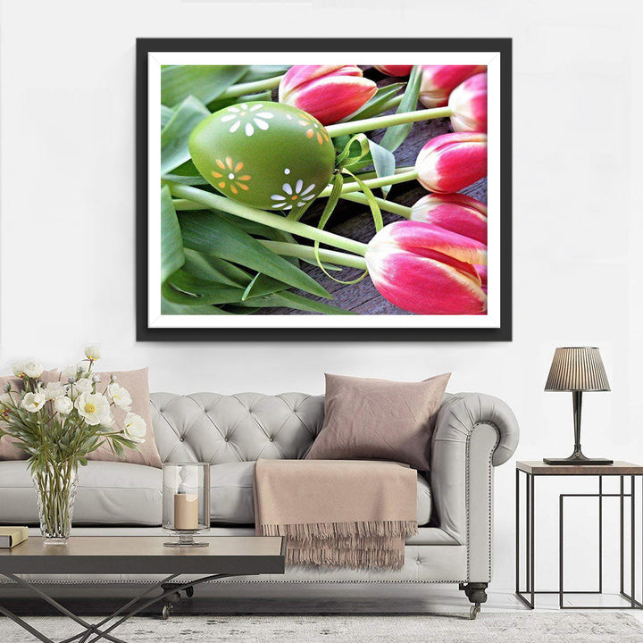 Paasei en Tulpen Diamond Painting