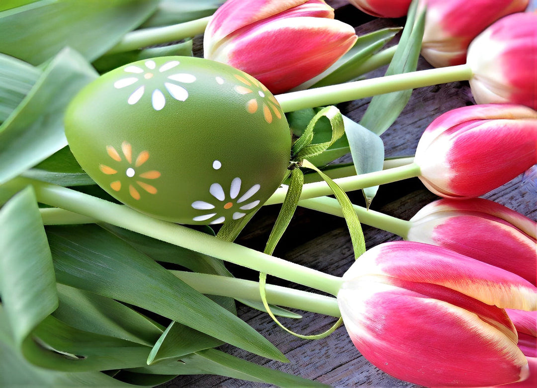 Paasei en Tulpen Diamond Painting