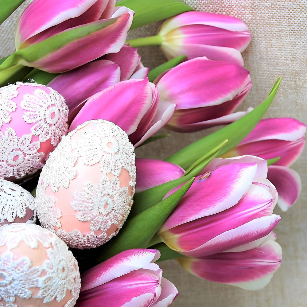 Paaseieren met Tulpen Diamond Painting