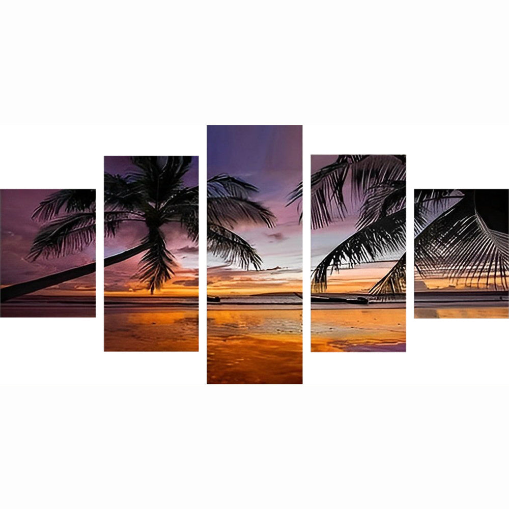 Palmbomen bij Zonsondergang 5 Platen Diamond Painting