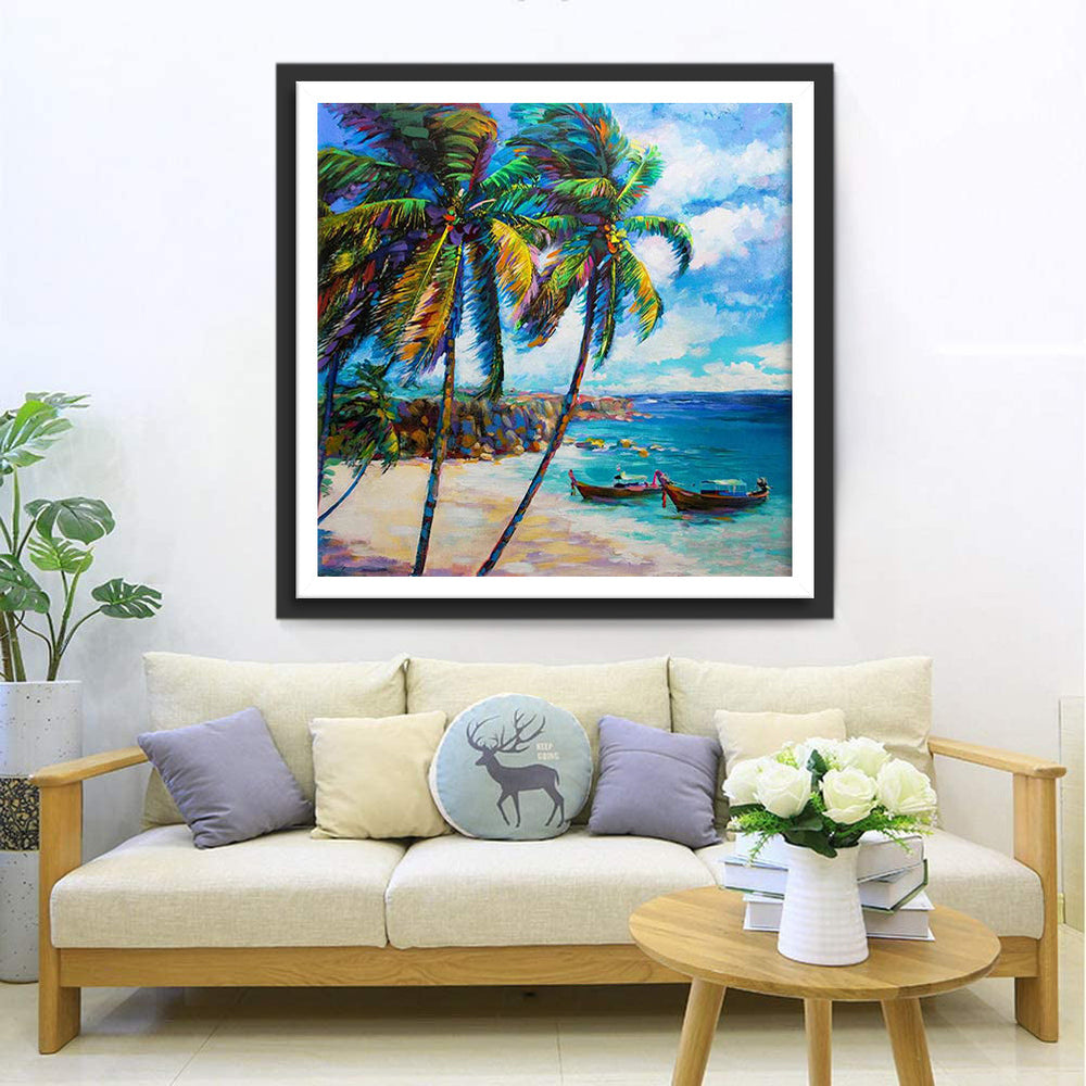 Palmen en Boten Diamond Painting