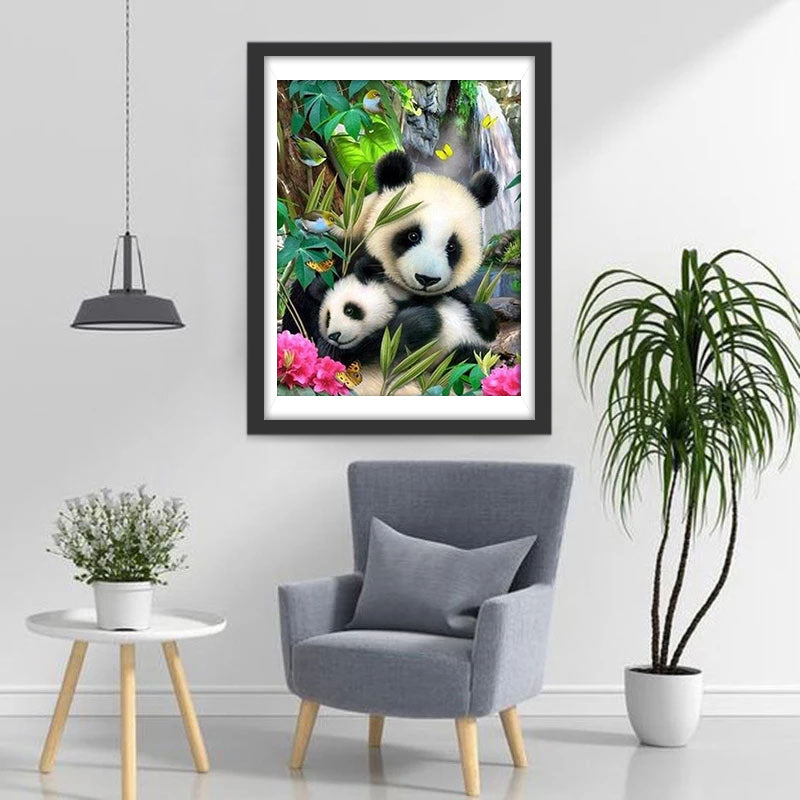 Panda in Bloemen Diamond Painting