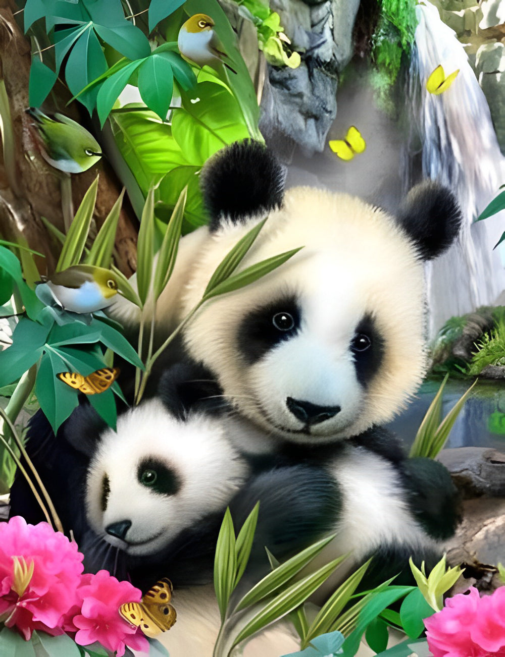 Panda in Bloemen Diamond Painting