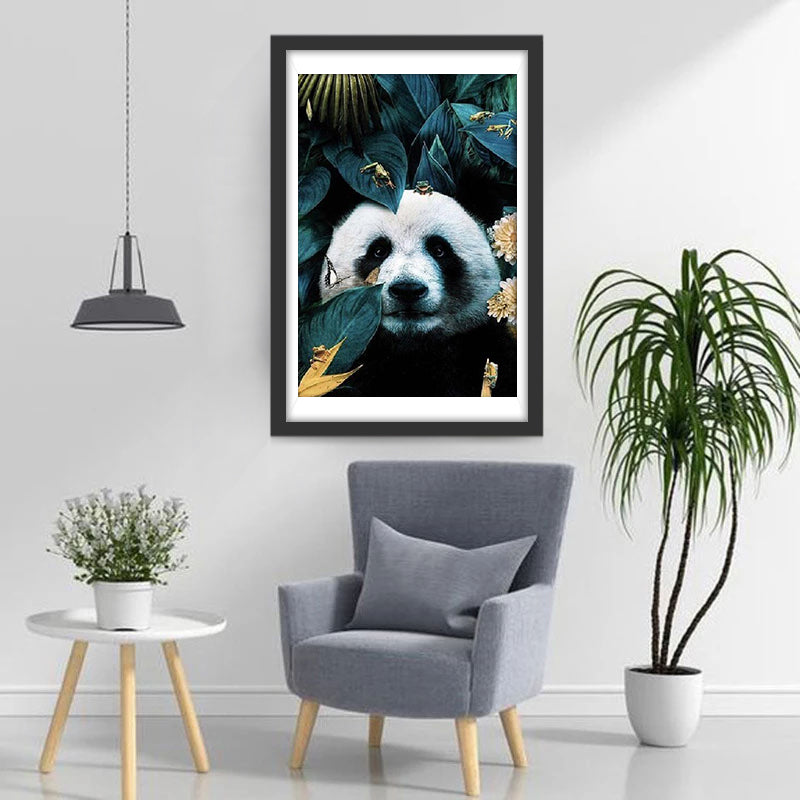 Panda in de Struiken Diamond Painting