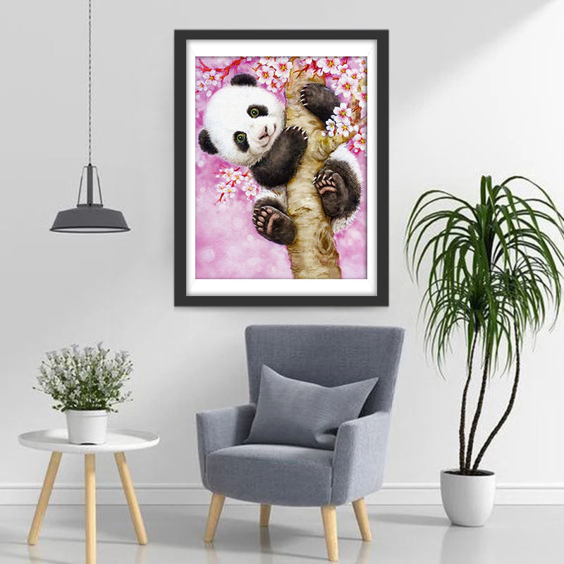 Panda in een Kersenboom Diamond Painting