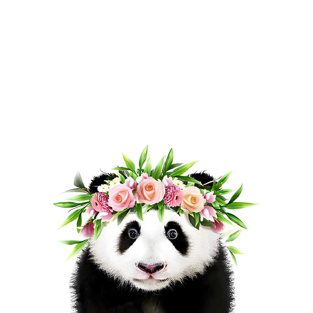 Panda met Bloemenkrans Diamond Painting
