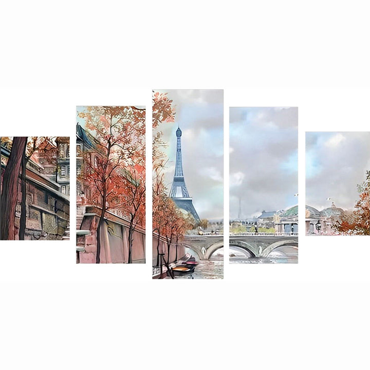 Panorama van de Eiffeltoren en Omgeving 5 Platen Diamond Painting