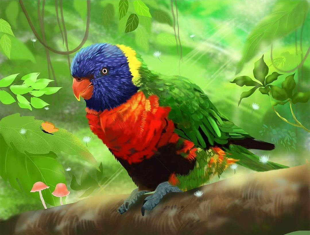 Papegaai in de Jungle Diamond Painting
