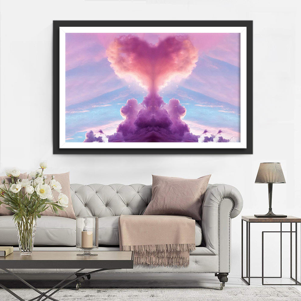 Pastelkleurig Hart van Wolken in een Serene Lucht Diamond Painting