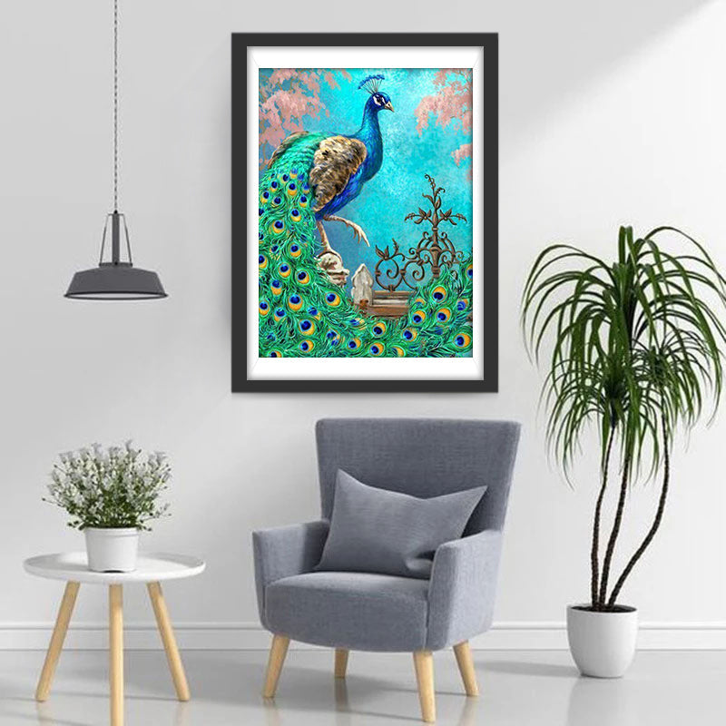 Pauw op de Muur Diamond Painting