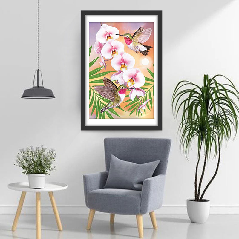 Phalaenopsis en Vogels Diamond Painting