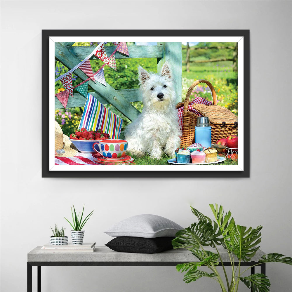 Picknick West Highland White Terriër Diamond Painting