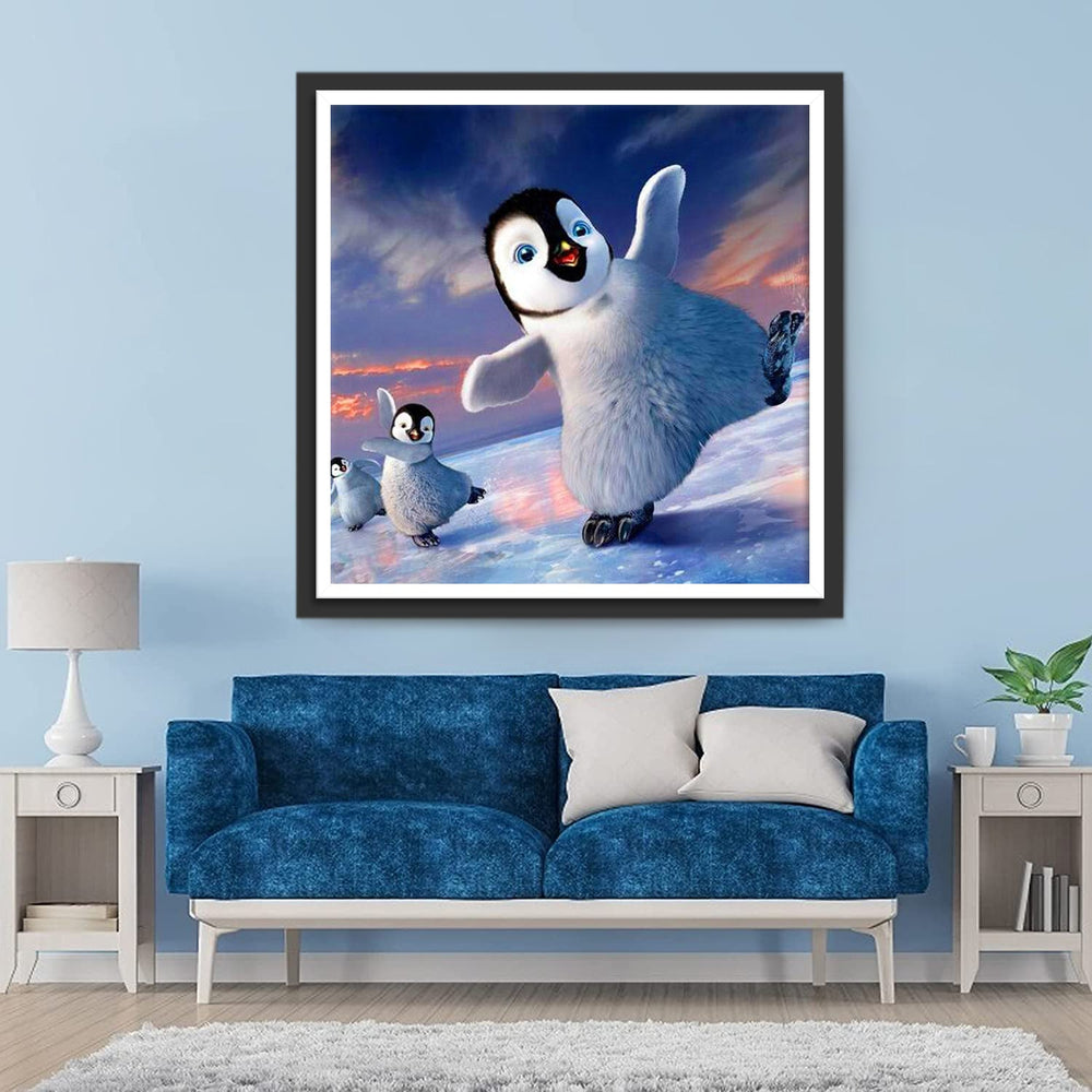 Pinguïns Spelen op het Ijs Diamond Painting