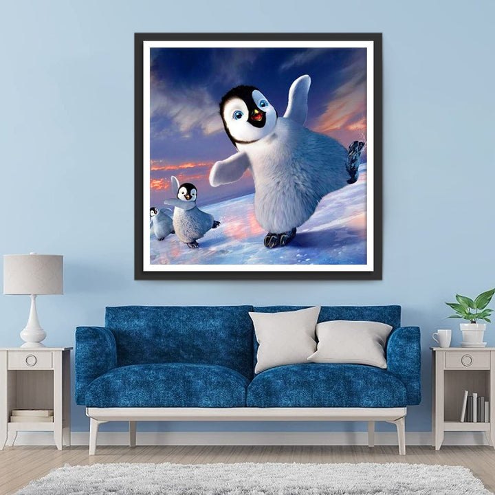 Pinguïns Spelen op het Ijs Diamond Painting