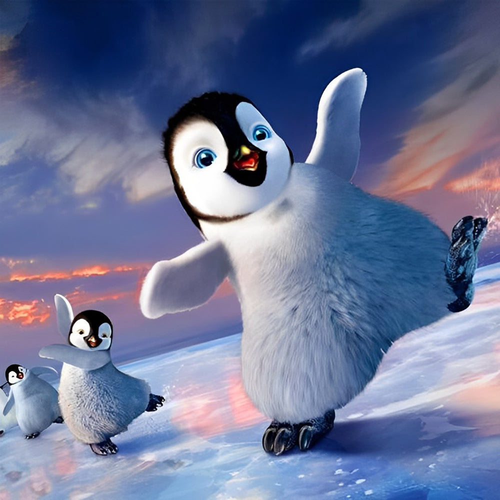 Pinguïns Spelen op het Ijs Diamond Painting