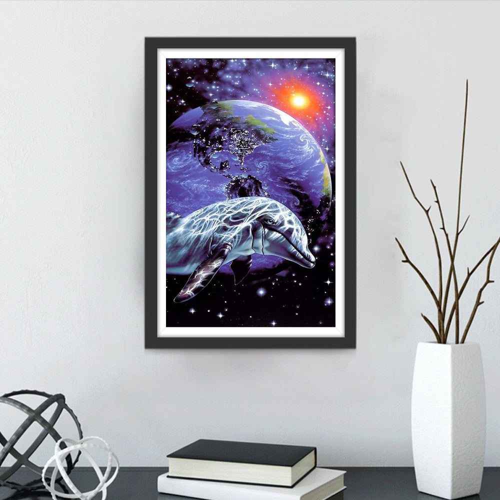 Planeet en Dolfijn Diamond Painting