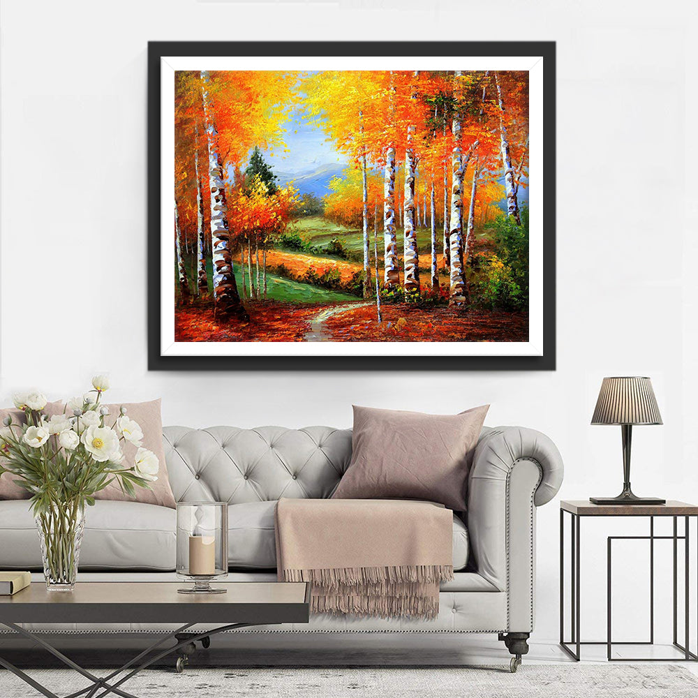 Poëtisch Herfstdromen langs het Berkenpad Diamond Painting