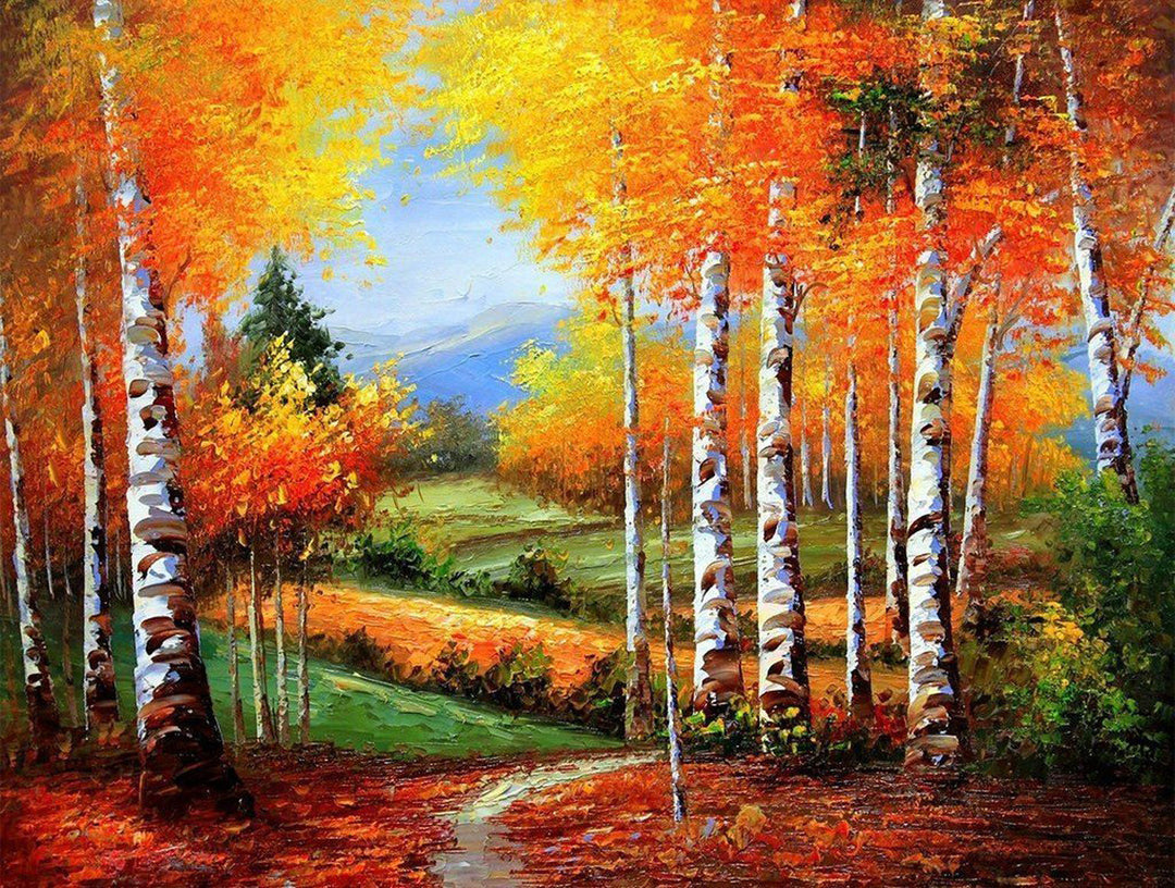 Poëtisch Herfstdromen langs het Berkenpad Diamond Painting