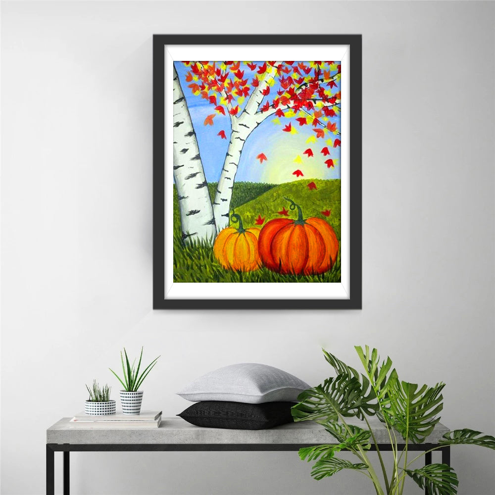 Pompoenen onder een Boom Diamond Painting