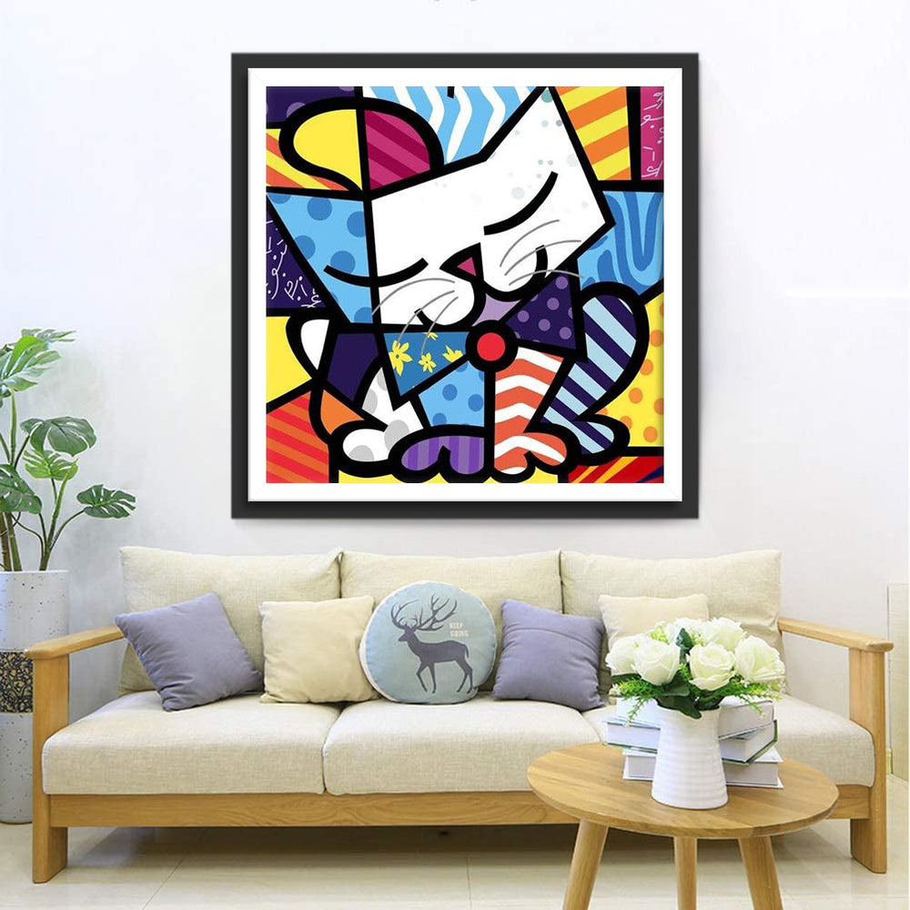 Popart Kattenbeeld Diamond Painting