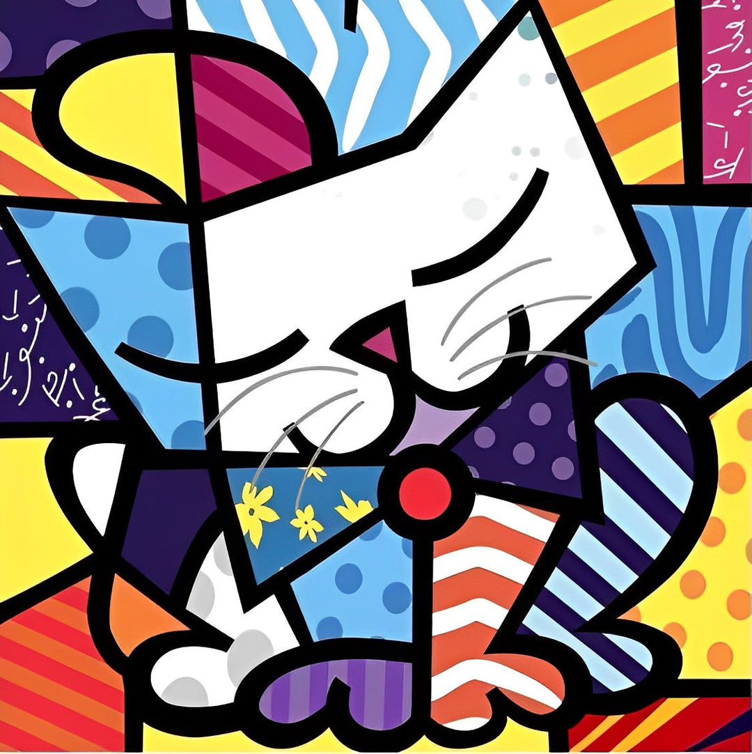 Popart Kattenbeeld Diamond Painting