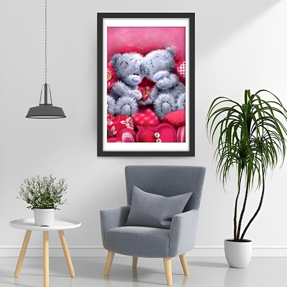 Poppenbeer en Liefdeshart Diamond Painting
