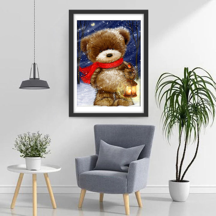 Poppenbeer met Sjaal en Lamp Diamond Painting