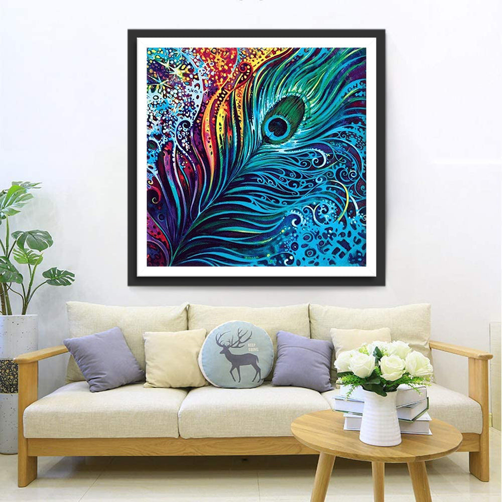 Prachtig Gekleurde Pauwenveer met Wervelpatronen Diamond Painting