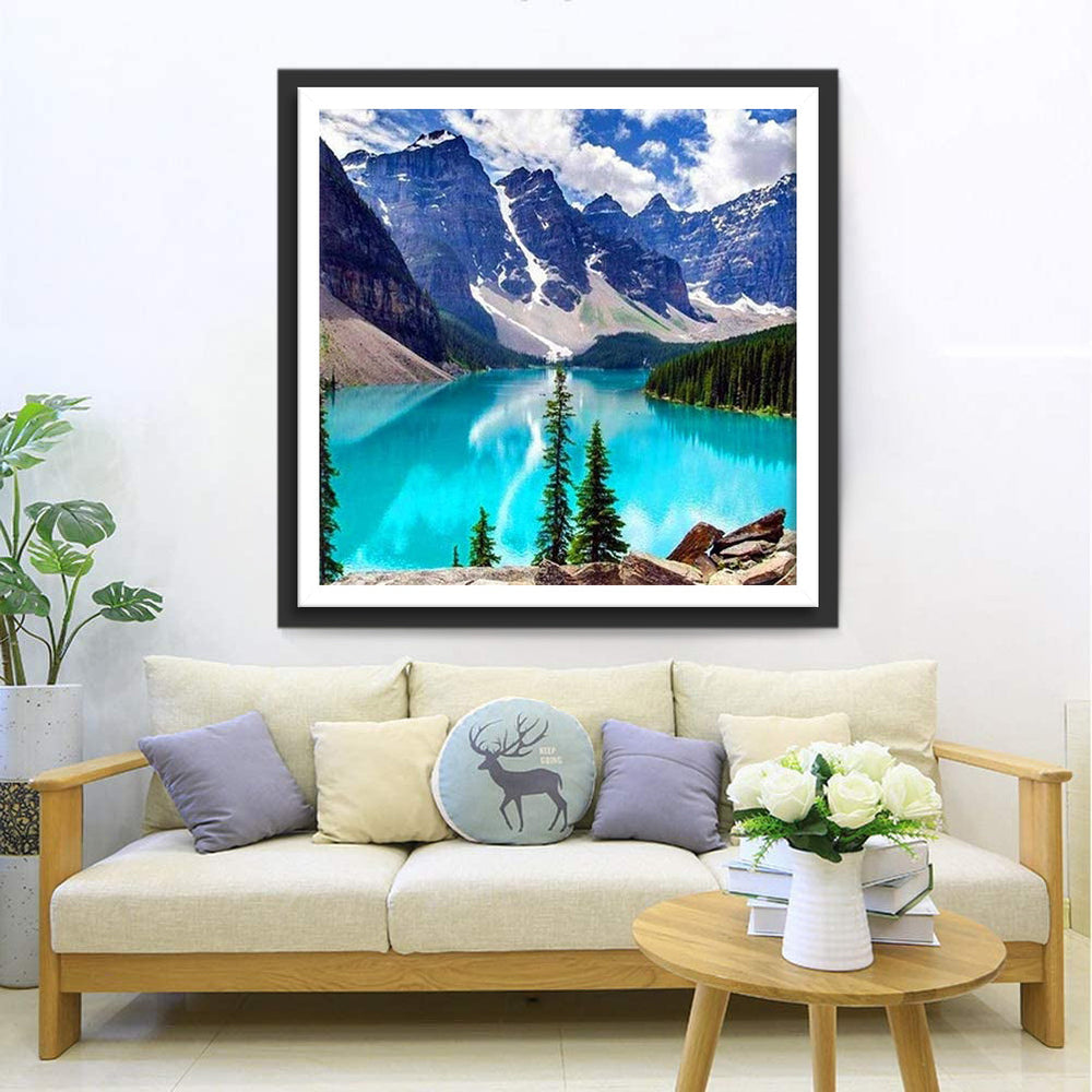 Prachtig Uitzicht op Berg en Helder Water Diamond Painting