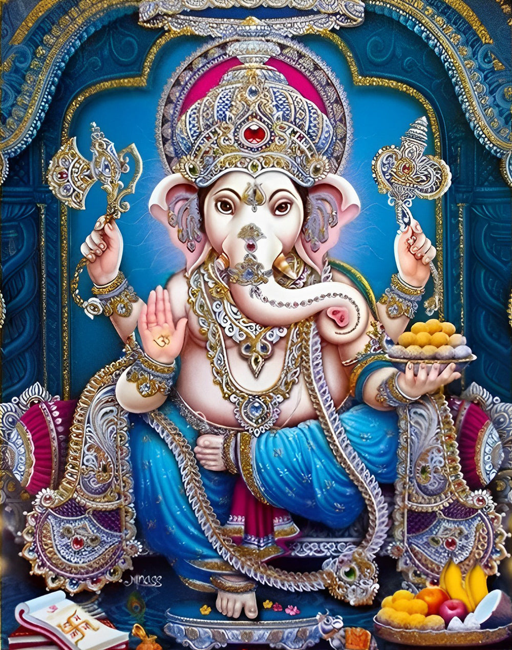 Prachtige Ganesha met Rijk Versierde Kroon Diamond Painting