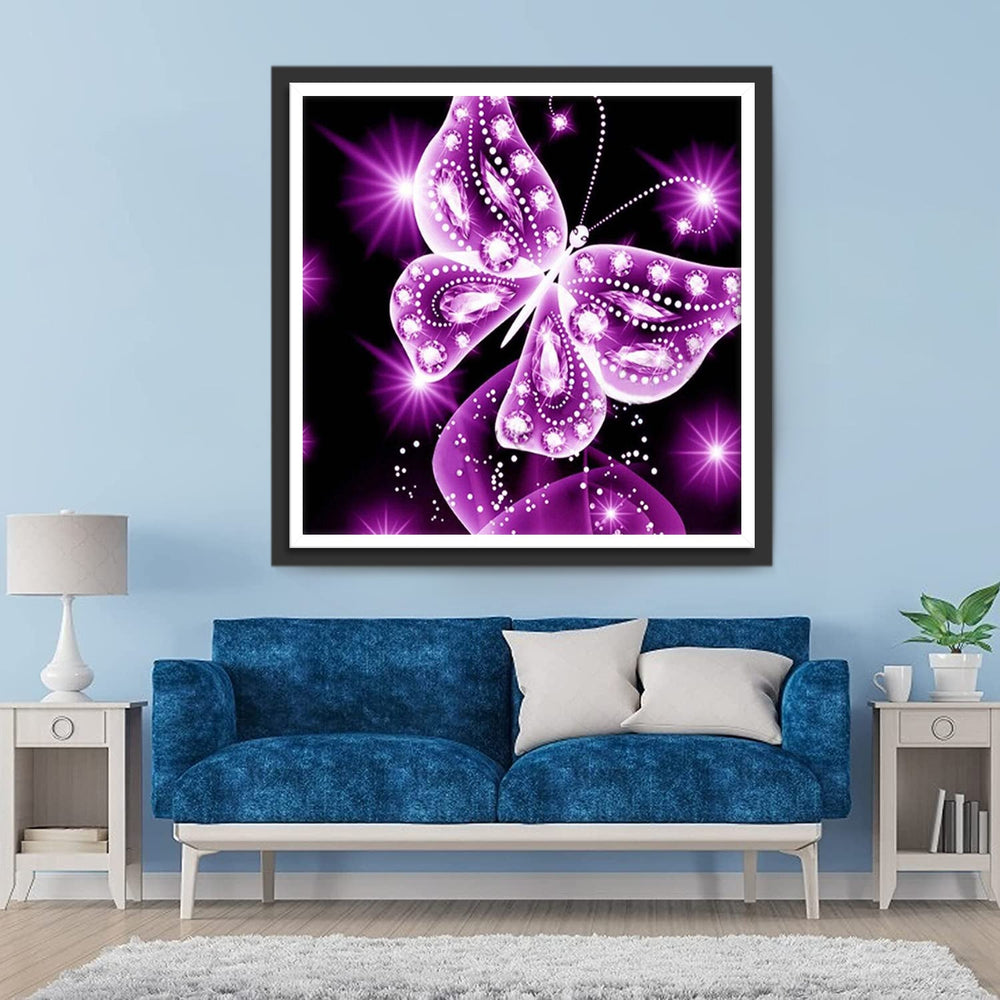 Prachtige Paarse Vlinder Diamond Painting