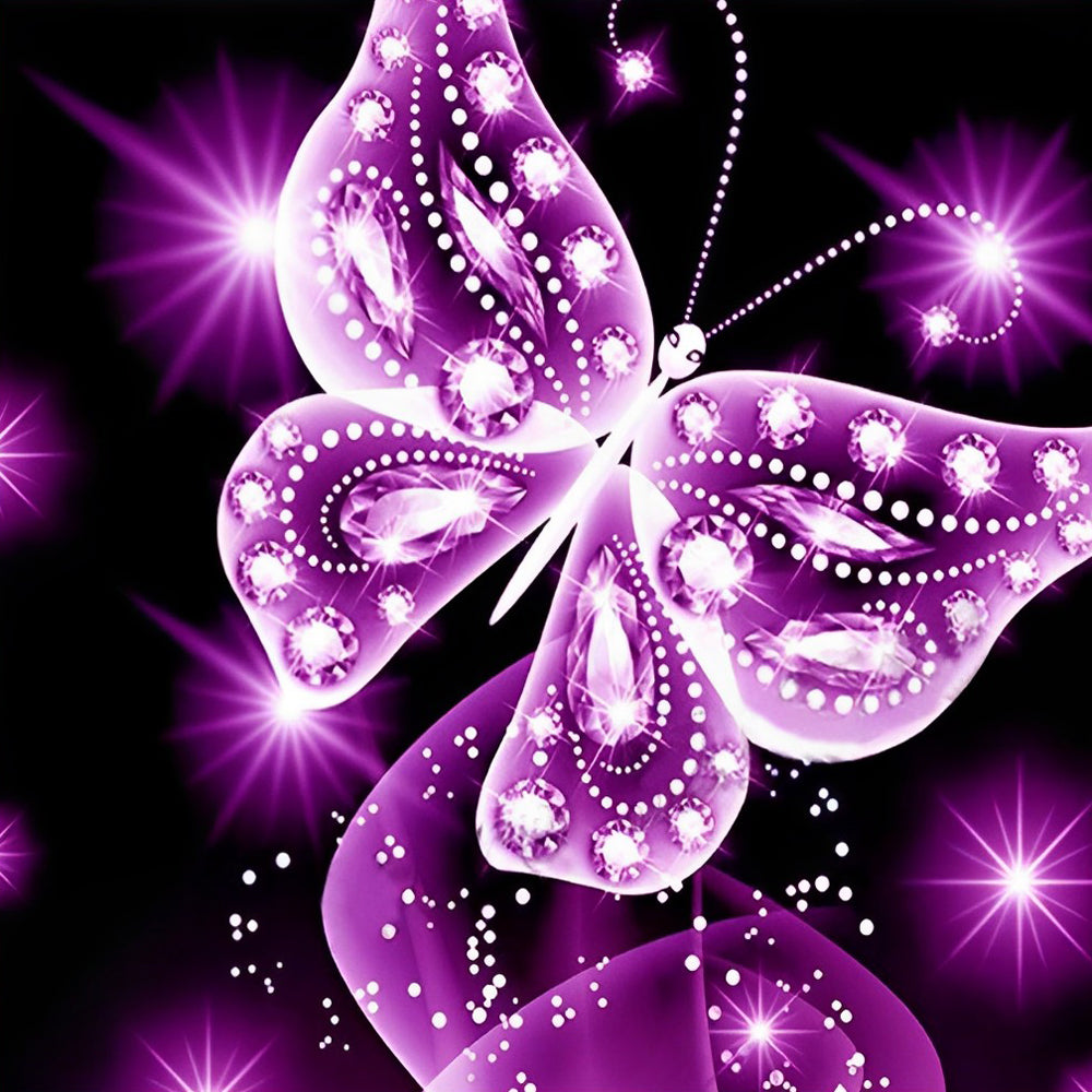 Prachtige Paarse Vlinder Diamond Painting