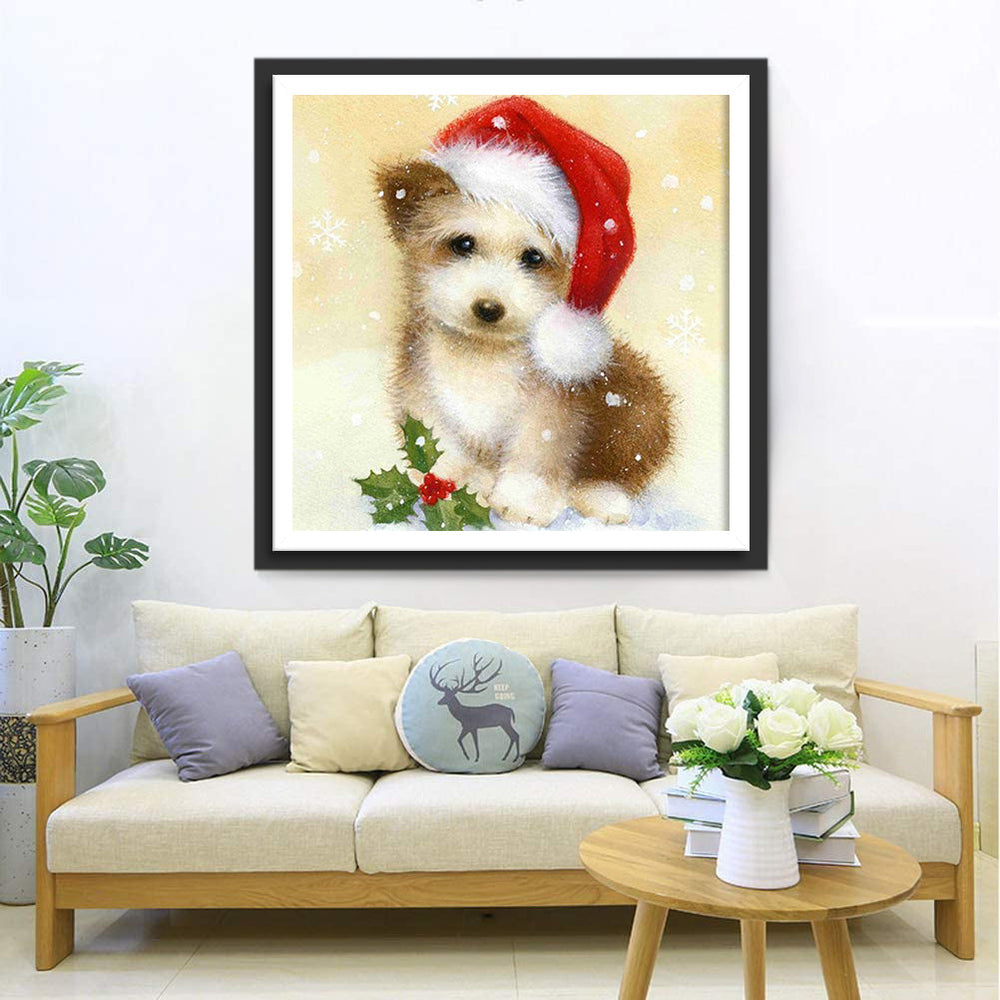 Puppy met Hoed Diamond Painting