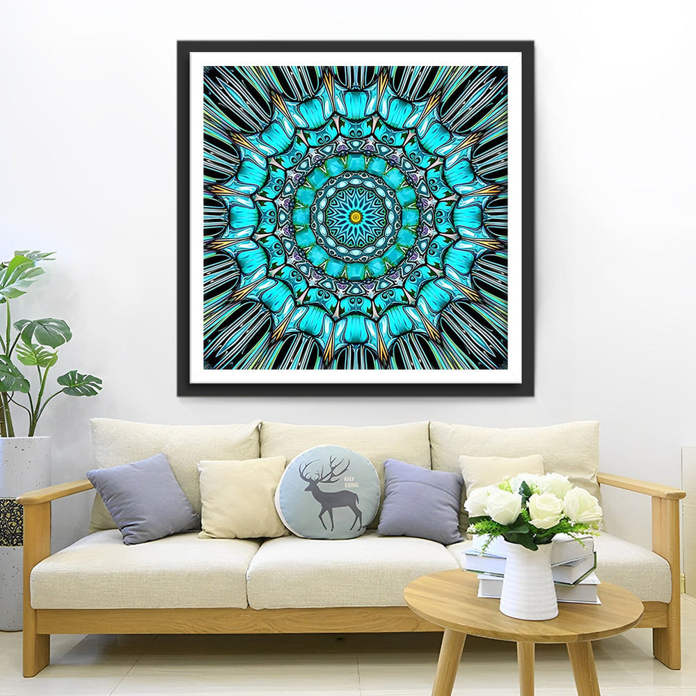 Radiale Vloei van Blauw-Groene Kleuren Diamond Painting