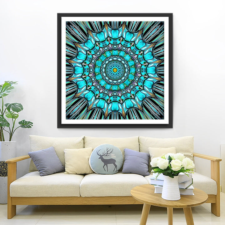 Radiale Vloei van Blauw-Groene Kleuren Diamond Painting