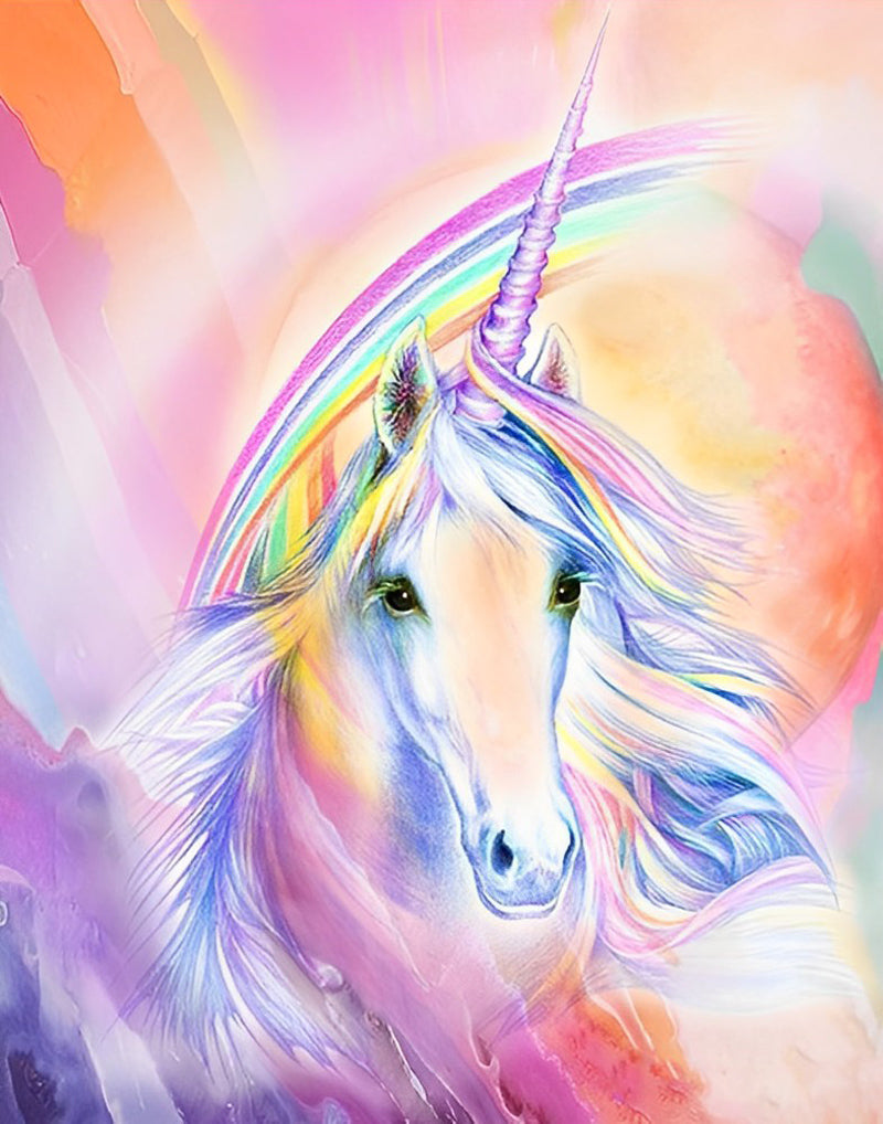Regenboog en een Regenboogeenhoorn Diamond Painting