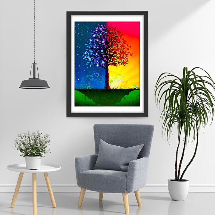 Regenboogbomen Diamond Painting