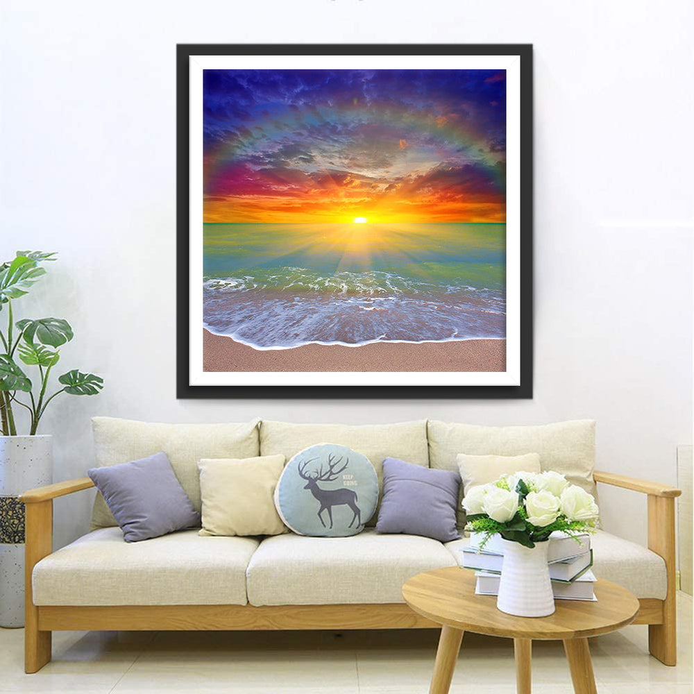 Regenboogkleurig Zonsopgangsdrama Diamond Painting