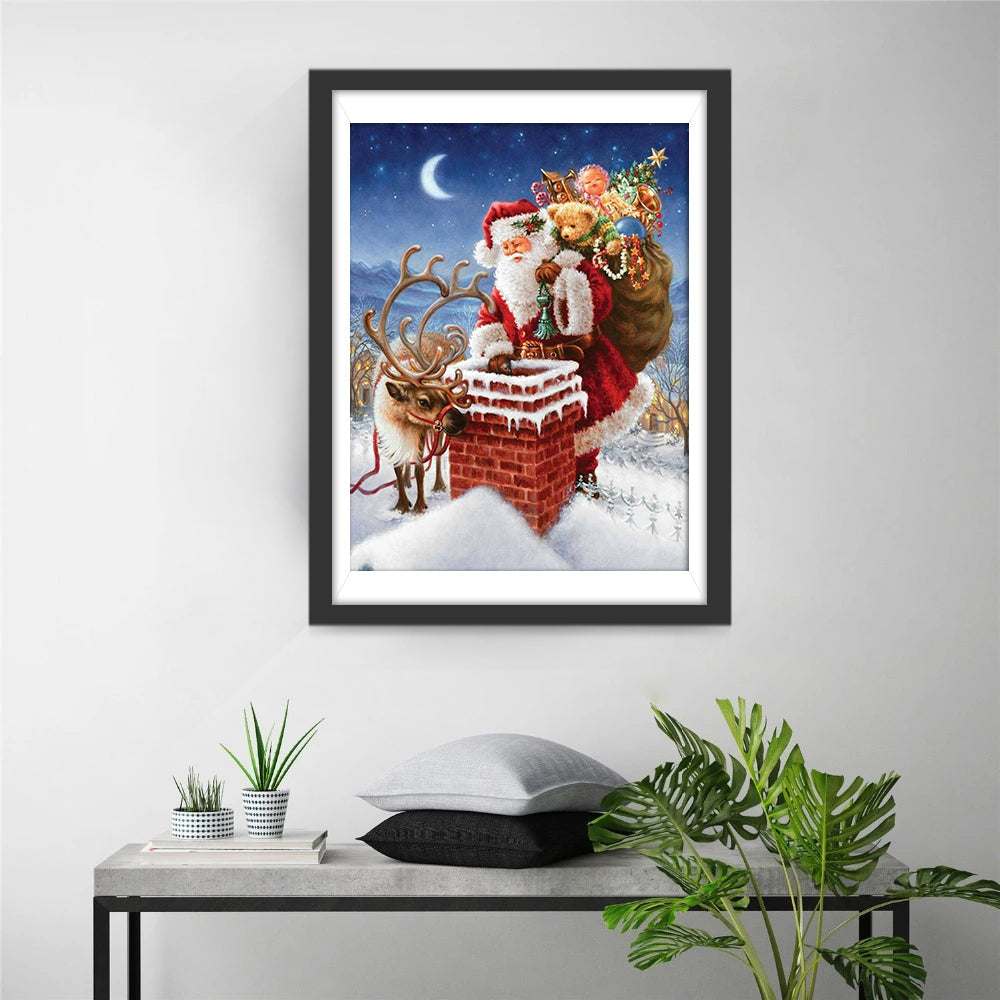 Rendier en Geschenken in de Sterrennacht Diamond Painting