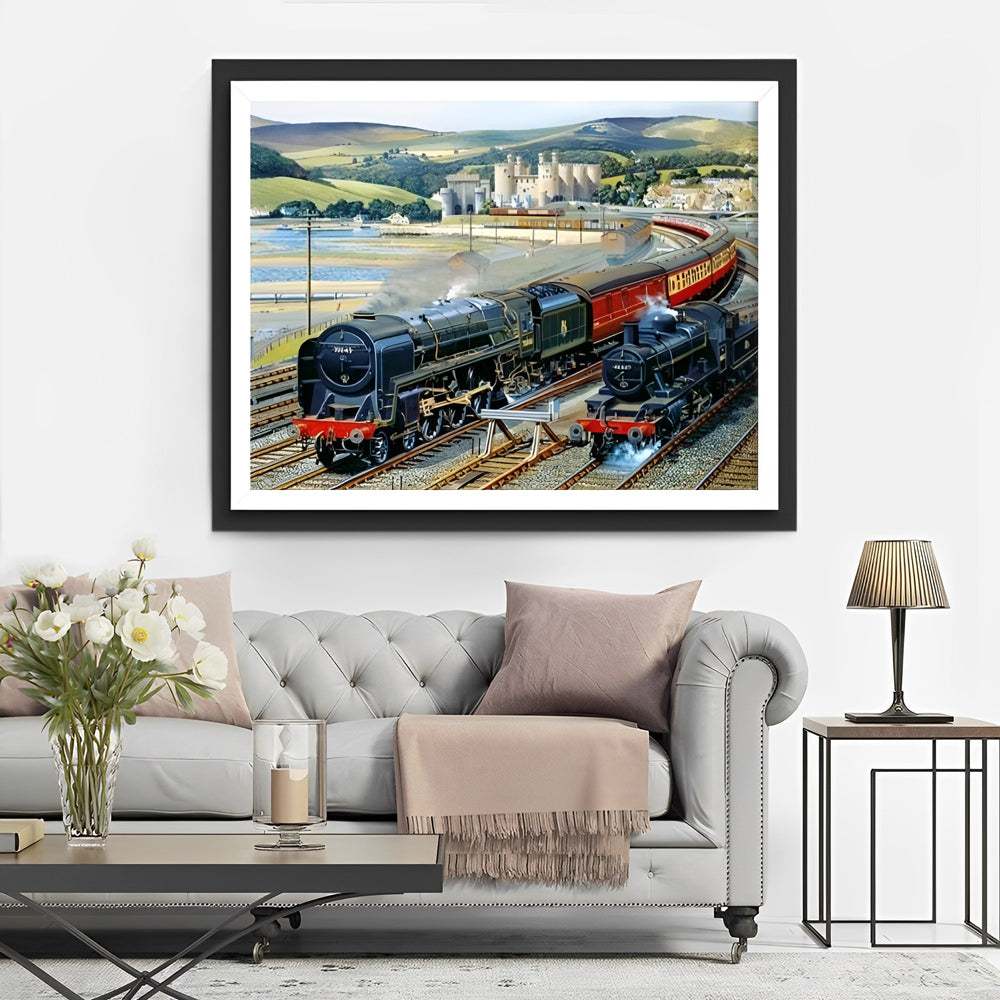 Retro-Industrieel Treinscène Diamond Painting